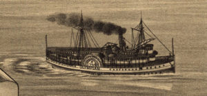 Drawing of steam paddle boat