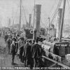 Damaged trawlers on return to St. Andrews Dock, Hull. Postcard, 1904. 
